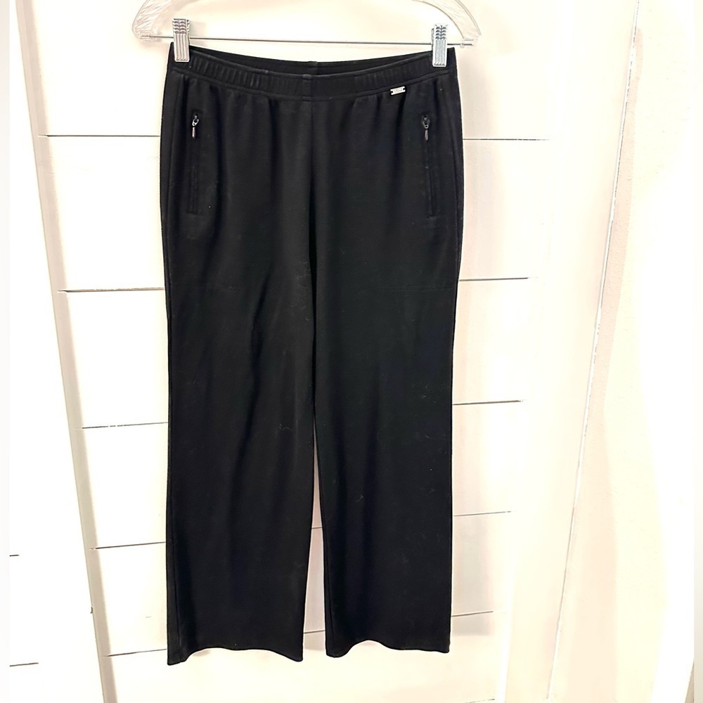 ST JOHN SPA S black elastic waist comfort cozy woman casual straight pant